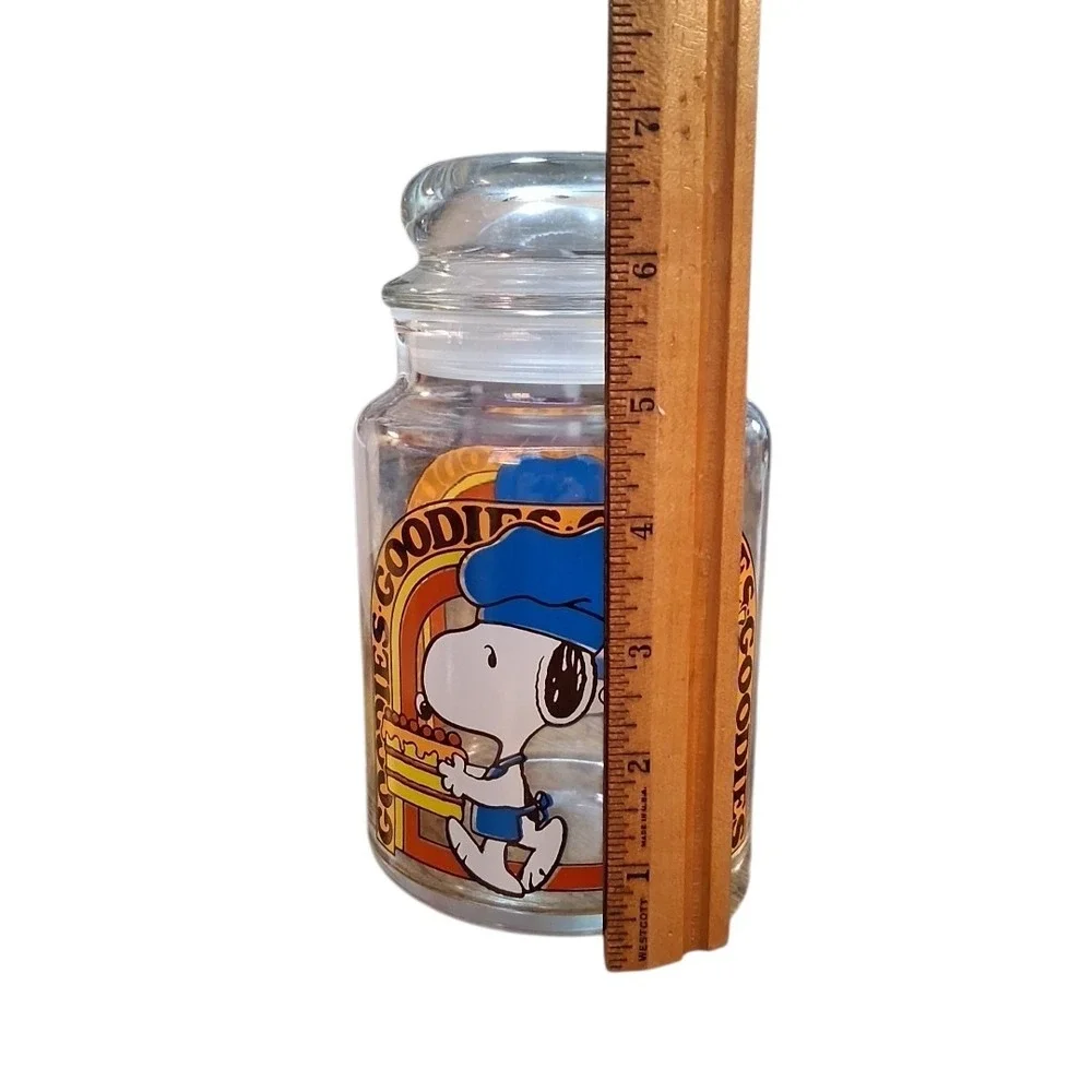 VTG Goodies Peanuts Snoopy Woodstock Glass Chef Cookie Candy Jar Schulz 1965
